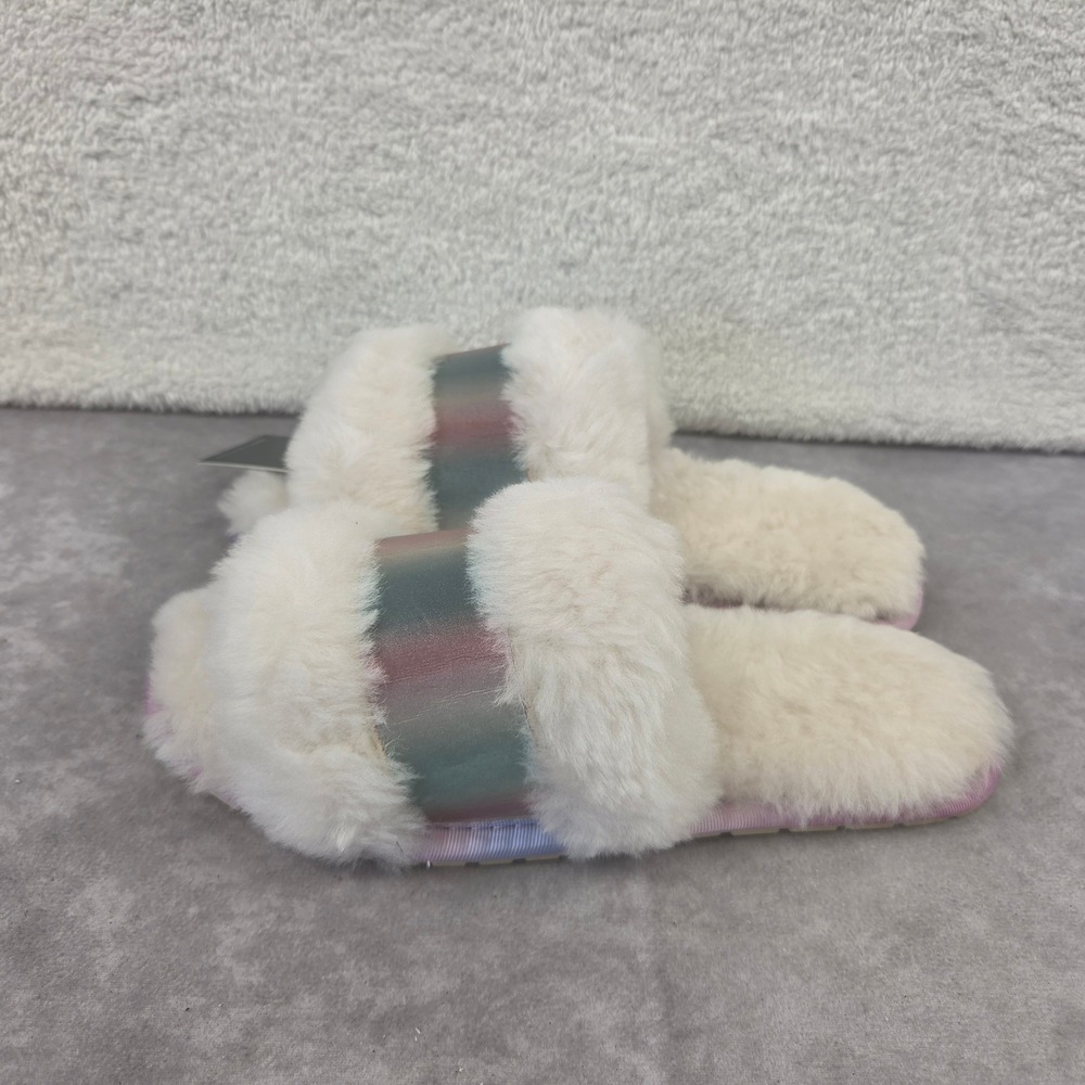 EMU Australia Wrenlette Tie-Dye Teens Kids Natural Sheepskin Slides Slippers 6